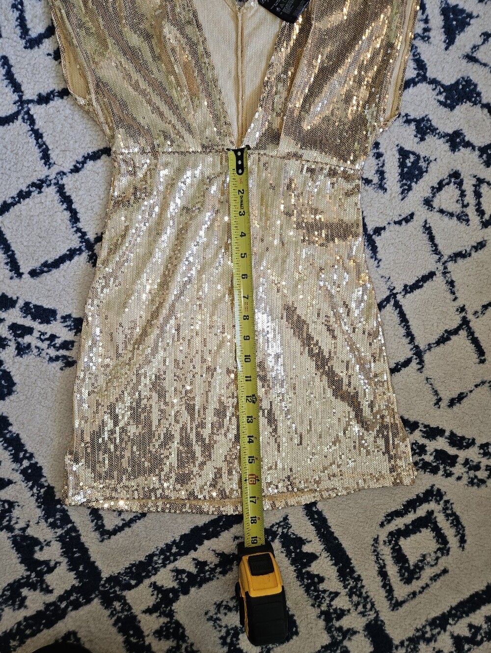 Gold Sequin Deep Plunge Micro Mini Dress - Picture 9 of 11